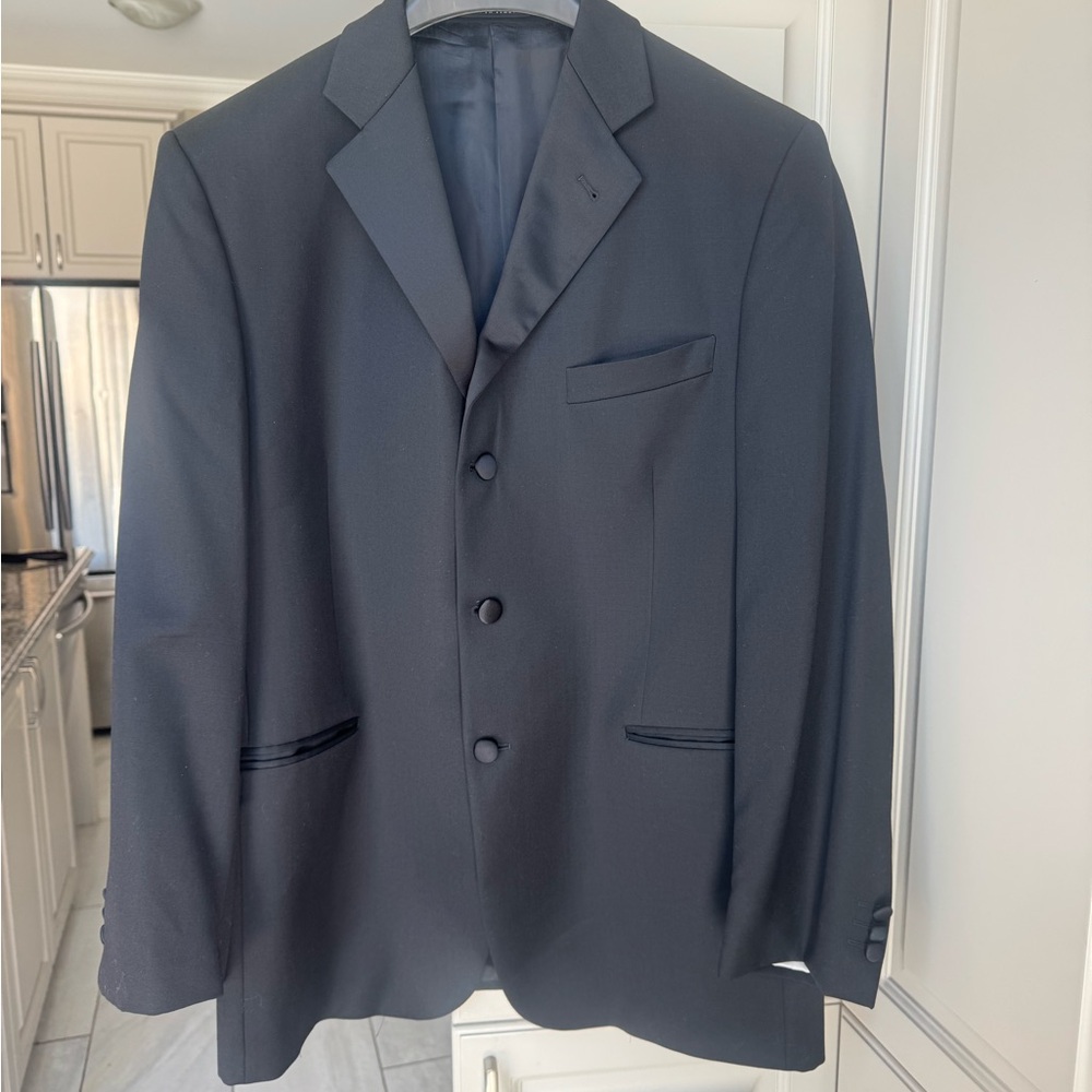 Lubiam Black Virgin Wool Sport Coat | Made in Italy | 44R